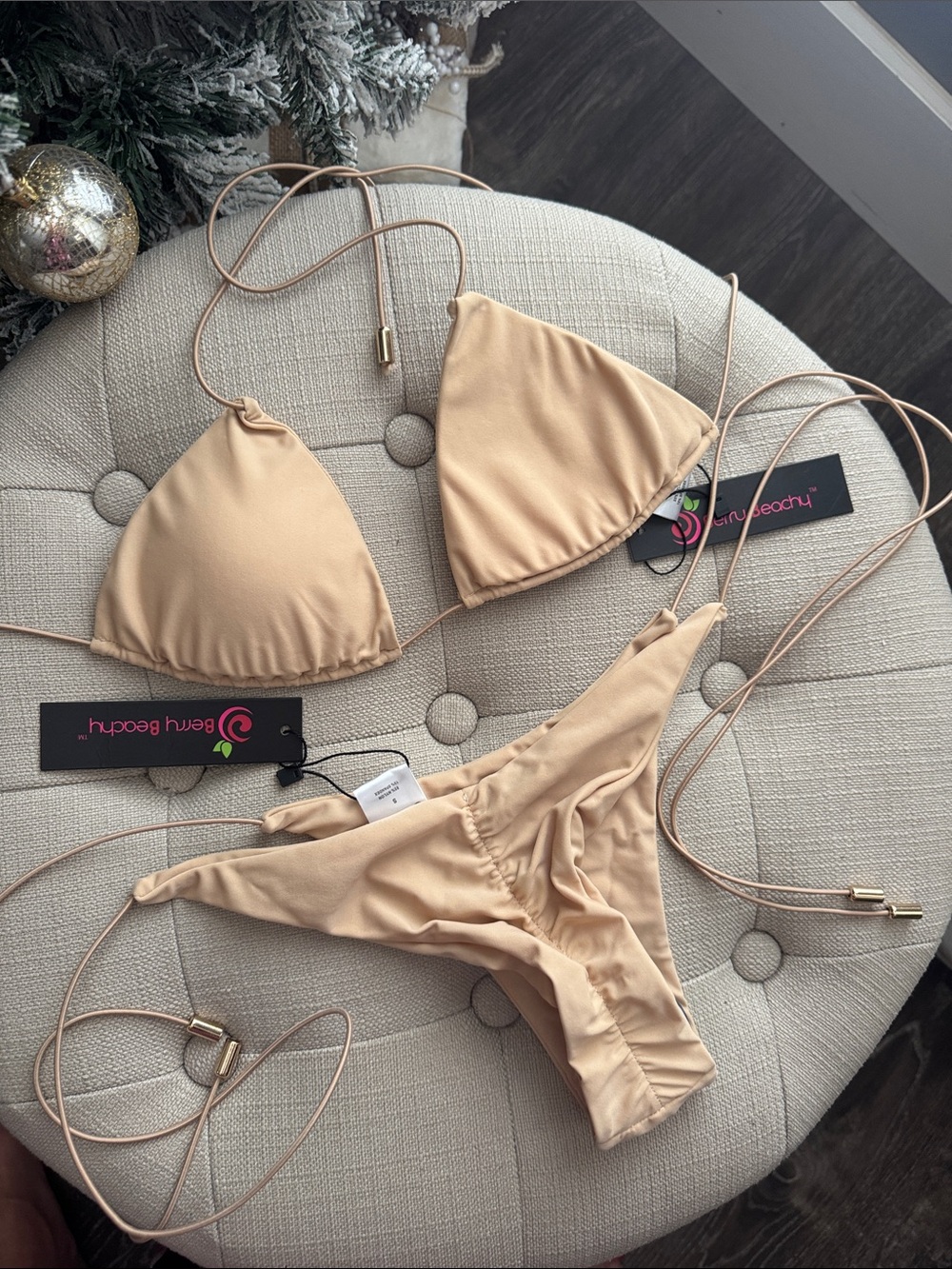 Beach Bunny Beige Triangle Bikini Set